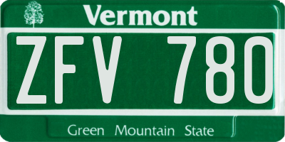 VT license plate ZFV780