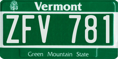 VT license plate ZFV781