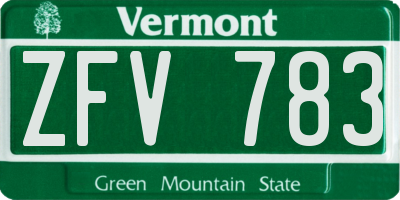VT license plate ZFV783