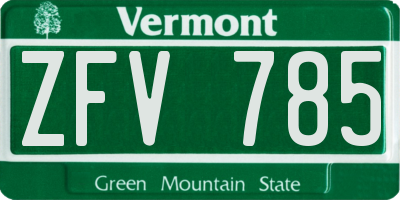 VT license plate ZFV785
