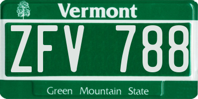 VT license plate ZFV788