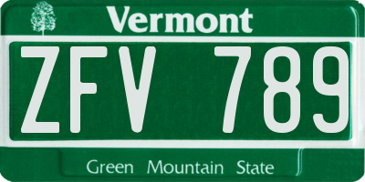 VT license plate ZFV789