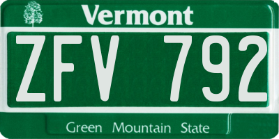 VT license plate ZFV792
