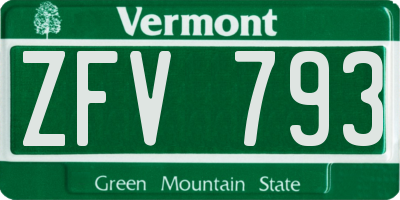 VT license plate ZFV793