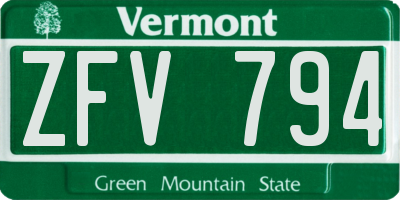 VT license plate ZFV794