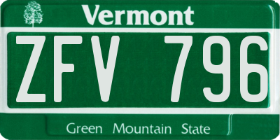 VT license plate ZFV796