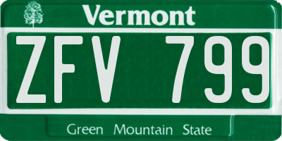 VT license plate ZFV799