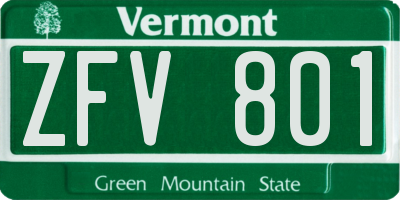 VT license plate ZFV801