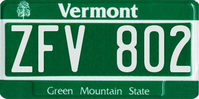 VT license plate ZFV802