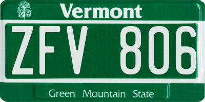 VT license plate ZFV806