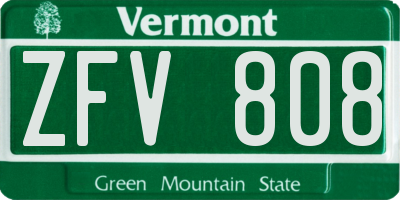VT license plate ZFV808