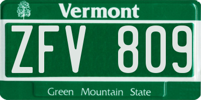 VT license plate ZFV809