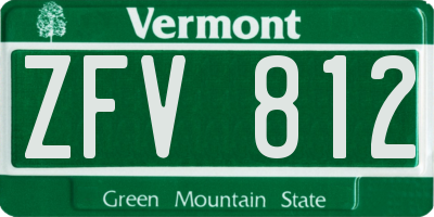 VT license plate ZFV812
