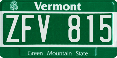 VT license plate ZFV815