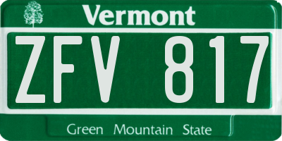 VT license plate ZFV817