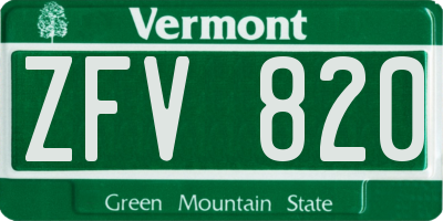 VT license plate ZFV820