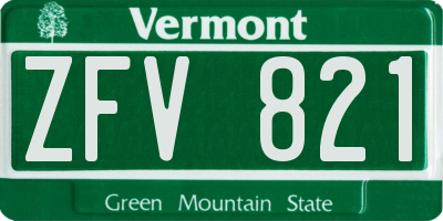 VT license plate ZFV821