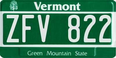 VT license plate ZFV822
