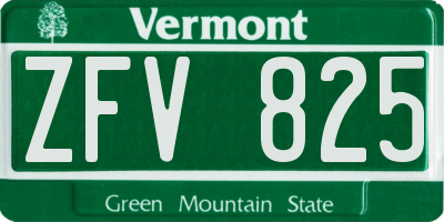 VT license plate ZFV825