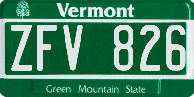 VT license plate ZFV826