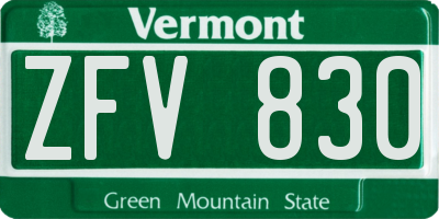 VT license plate ZFV830
