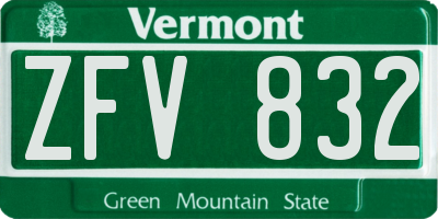 VT license plate ZFV832