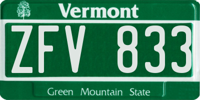 VT license plate ZFV833
