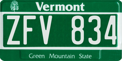 VT license plate ZFV834