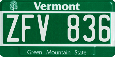 VT license plate ZFV836