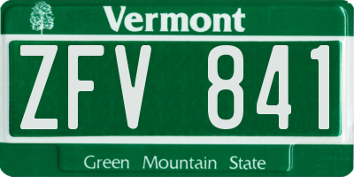 VT license plate ZFV841