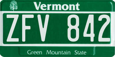 VT license plate ZFV842