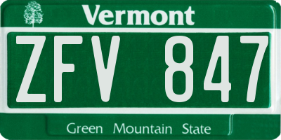 VT license plate ZFV847
