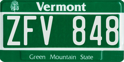 VT license plate ZFV848