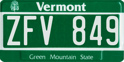 VT license plate ZFV849