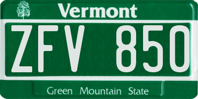 VT license plate ZFV850