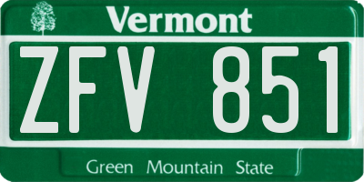 VT license plate ZFV851