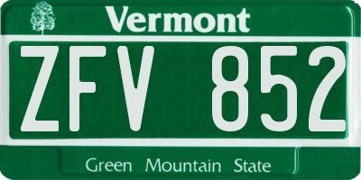 VT license plate ZFV852