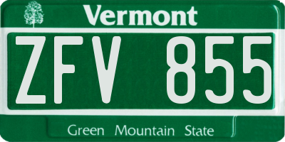 VT license plate ZFV855
