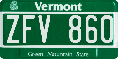 VT license plate ZFV860