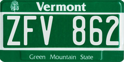 VT license plate ZFV862