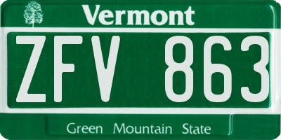 VT license plate ZFV863