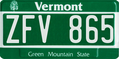VT license plate ZFV865