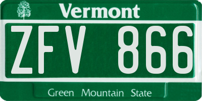 VT license plate ZFV866