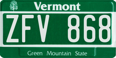 VT license plate ZFV868