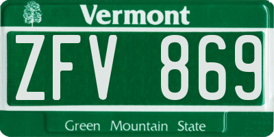 VT license plate ZFV869