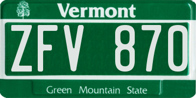VT license plate ZFV870