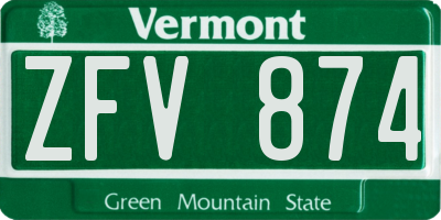 VT license plate ZFV874