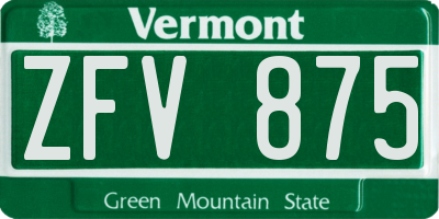 VT license plate ZFV875