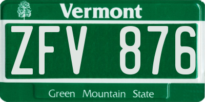 VT license plate ZFV876