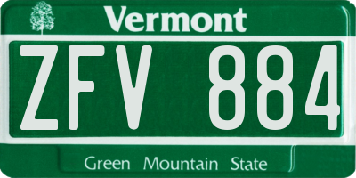 VT license plate ZFV884